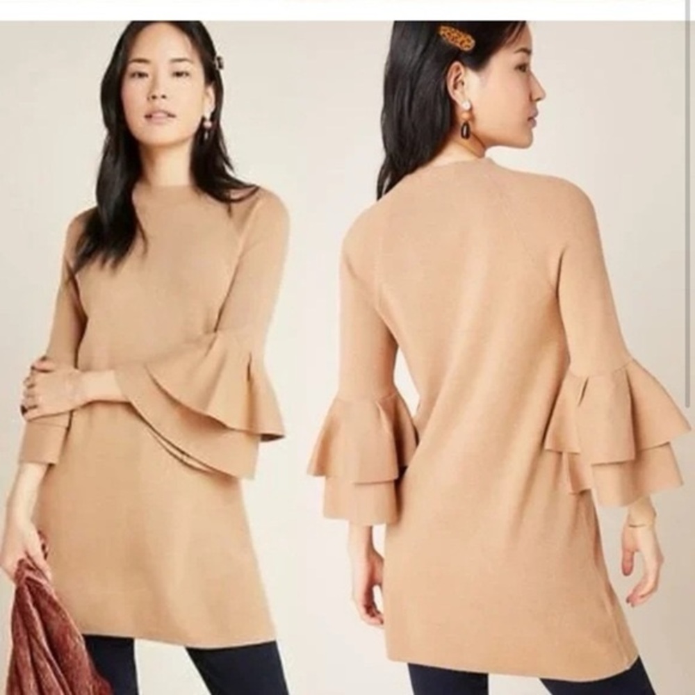 Anthropologie Claudette Ruffled Sweater Dress Metallic Women’s Sz small